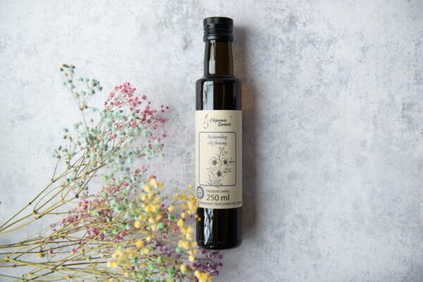 Olej lniany 250ml – w szklanej butelce - obrazek 3