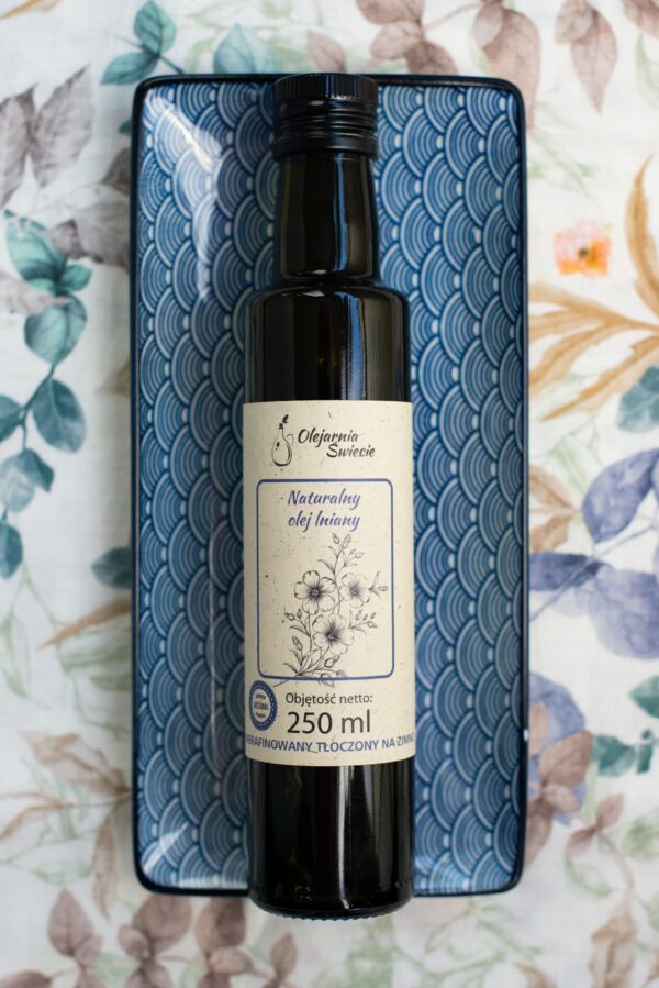 Olej lniany 250ml – w szklanej butelce - obrazek 2