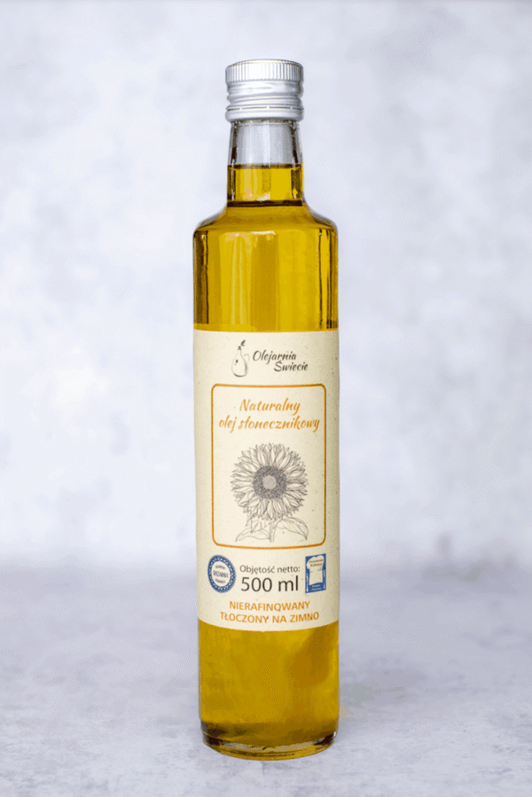 Olej słonecznikowy 500ml – w butelce szklanej - obrazek 2